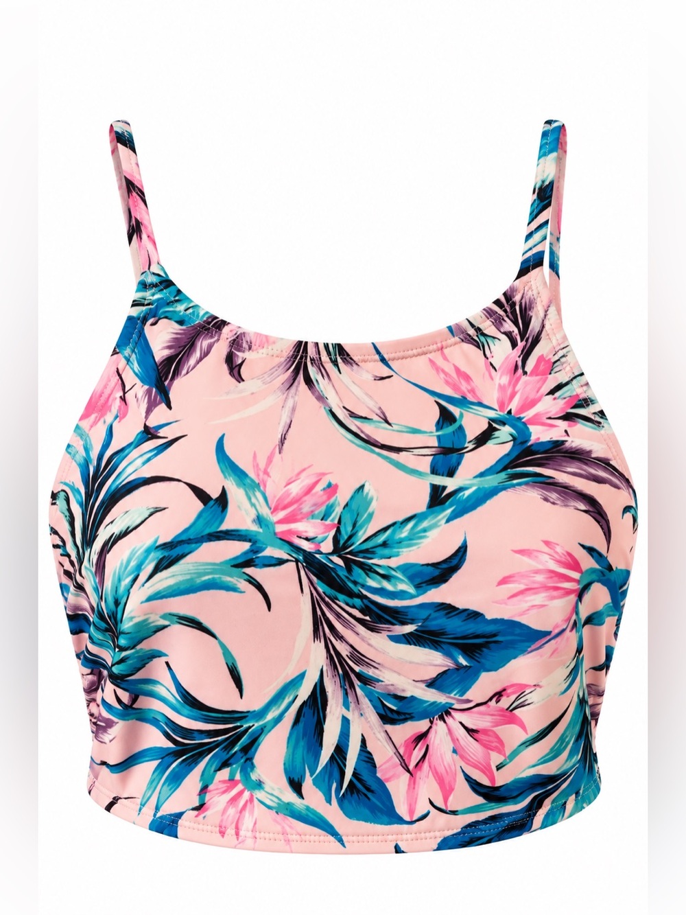 Hot Water Tropical Floral Bikini Crop Top Pink Blue LG
